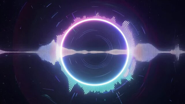 Circular audio spectrum visualizer with neon glow
 - Powered by Adobe