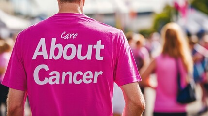 Pink t-shirt supporting cancer awareness