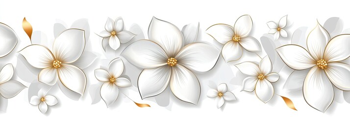 Elegant white floral border with gold accents