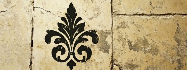 Vintage floral design on aged stone