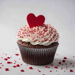 Cup cake with love heart for Valentine's background.
