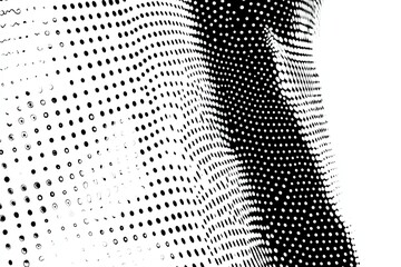 Abstract black and white wavy pattern of dots