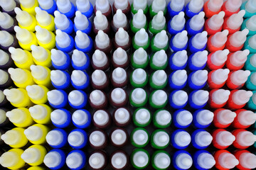 Nail salon. Hand beauty products. Nail polish bottles. Ho Chi Minh city. Vietnam.