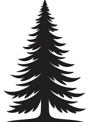 Black silhouette of a majestic evergreen tree with a lush, full crown and a thick trunk, isolated on a transparent background.