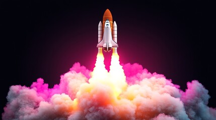 Rocket Launch: Witness the awe-inspiring power and futuristic vision of a rocket as it soars majestically into the sky, leaving a trail of vibrant smoke in its wake.