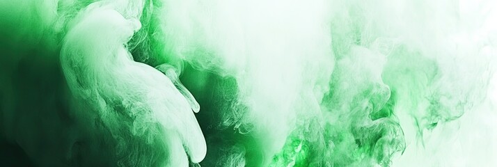 Abstract swirls of vibrant green smoke