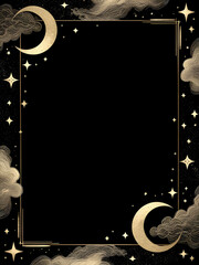 Night sky frame for text. Black background.