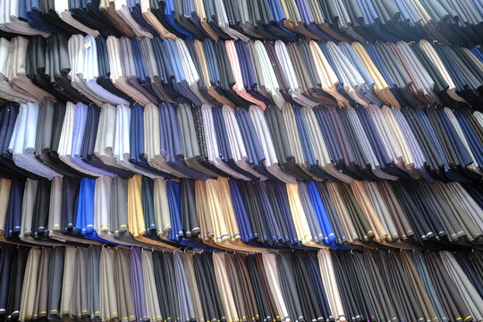 Custom tailoring workshop for men with a large selection of fabrics. Ho Chi Minh city. Vietnam.