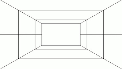 White minimal grid room tunnel background 4k 