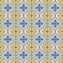 Elegant geometric pattern in blue and gold tones