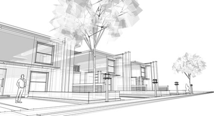  townhouse cottage town concept 3d illustration