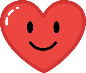 Smiling Heart Cartoon Clipart – Cute Red Heart Illustration for Love, Valentine, Kids, and Greeting Cards

