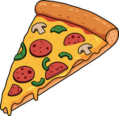 Cartoon Pizza Slice Clipart – Tasty Cheese Pepperoni Pizza Illustration for Food, Menu, and Kids Designs

