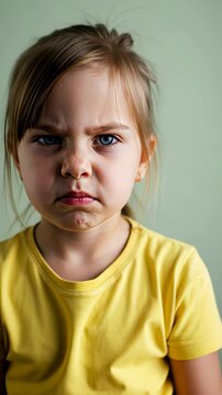 Progression of emotions in child expressing frustration and defiance in sequence