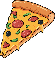 Cartoon Pizza Slice Clipart – Tasty Cheese Pepperoni Pizza Illustration for Food, Menu, and Kids Designs

