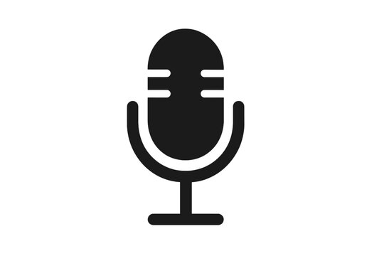 Isolated microphone vector symbol representing sound recording and podcast technology