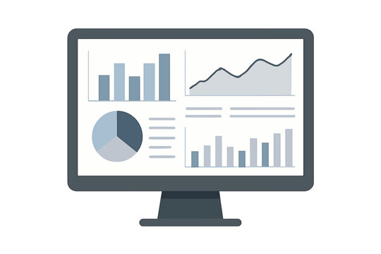 Computer screen displaying graphs and charts for data analysis and financial reporting
