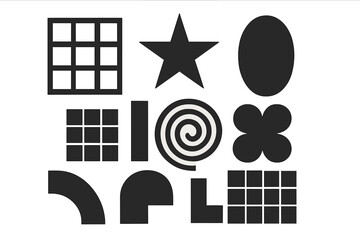 Collection of abstract geometric shapes, including star, circle, and square isolated