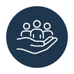 People Protected in Caring Hands. Icon symbol illustration