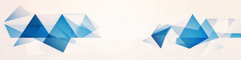 Fototapeta premium Blue Triangles Abstract Background, LinkedIn cover, copy space, AI Generated
