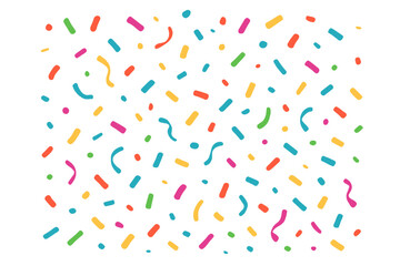 Celebration illustration featuring colorful confetti scattered on a white background