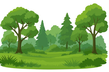 Obraz premium Landscape of summer forest glade with green trees vector icon, offering nature, fresh air and peaceful ambiance