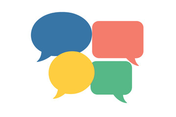 Colorful cartoon speech bubbles grouped together vector icon for messaging and chatting
