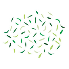 Green Leaves Scattered Pattern White Background Simple Design