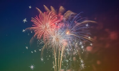 Vibrant fireworks display at night festive celebration holiday background