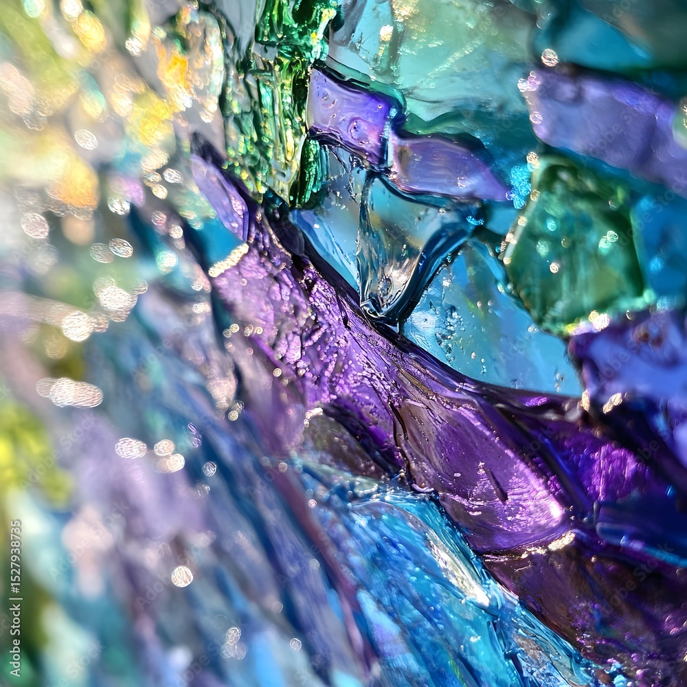 Wall mural striking colorful glass piece with unique shapes and patterns capturing light and attention