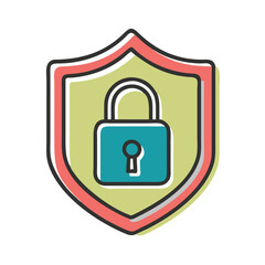 Lock shield icon with blue and beige colors representing security and protection in a reliable design 