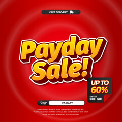 Payday Sale discount deals with Soft red whirlpool gradient Editable text effect Promotion Marketing Square banner