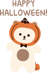 Cute Halloween Teddy Bear with Pumpkin Mask

