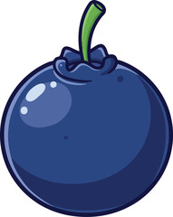 Cartoon Blueberry Clipart – Fresh Blue Berry with Leaves Illustration for Kids, Fruit, and Healthy Food Designs

