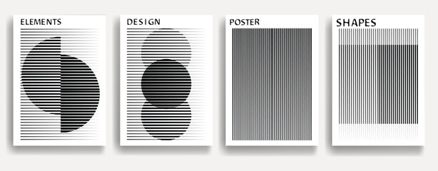 Modern posters . Vector design composition with various geometric shapes . Abstract contemporary art . Vector art ideal for media, ads, covers, brochures, banners
