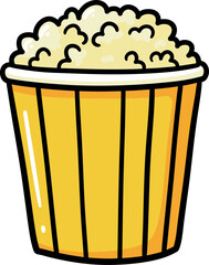 Cartoon Popcorn Bucket Clipart – Striped Snack Container Illustration for Movie Night, Cinema, and Food Designs

