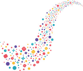 Colorful Confetti Swirl Clipart – Curved Dot and Shape Trail Illustration for Celebration, Party, and Festive Designs

