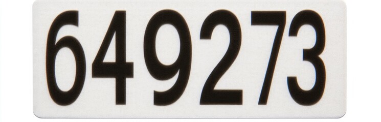 White label with black numbers 649273