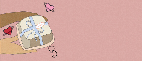 horizontal birthday, new year, happy holidays banner illustration with prise with empty place for text. Texture vector for card, advertising, sale, banner, social media, poster, party, design