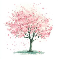 Fototapeta premium Watercolor cherry blossom tree