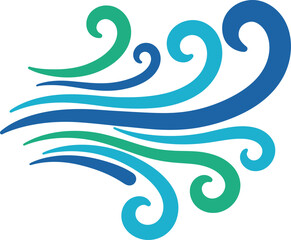 Abstract Ocean Waves Vector - Swirling Blue & Green Flow Design