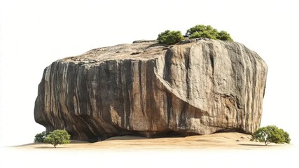 Majestic rock formation with unique textures, surrounded by miniature trees and shrubs - Powered by Adobe