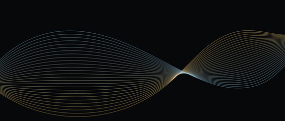 Abstract wave lines in blue-yellow gradient on minimalist background. Futuristic and dynamic look, perfect for tech, digital, and modern design projects.