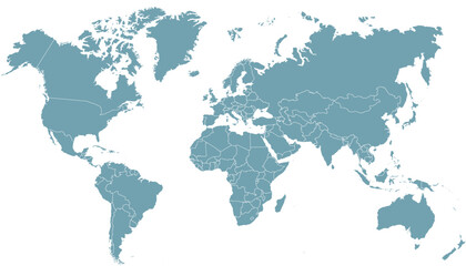 World map. Grey modern vector map. Silhouette map.	