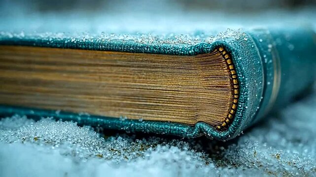 Close-up of a book covered in frost