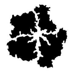 Black and White Battle Royale Map Silhouette, Strategic Game Terrain Design