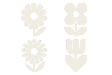 Four minimalist flower icons, vector graphic botanical illustration isolated on white background