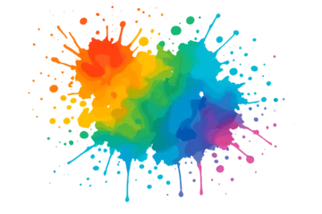 Fototapete Formen Colorful paint splash illustration in bright rainbow spectrum, decorative vector art for design element and background  © icon_art