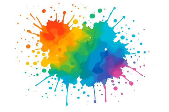 Colorful paint splash illustration in bright rainbow spectrum, decorative vector art for design element and background