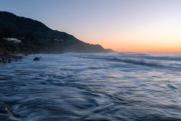 Beautiful dawn view at the coastline of Wombarra Beach.